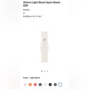 NIB Apple Watch 42mm Light Blush Sport Band - S/M - band only